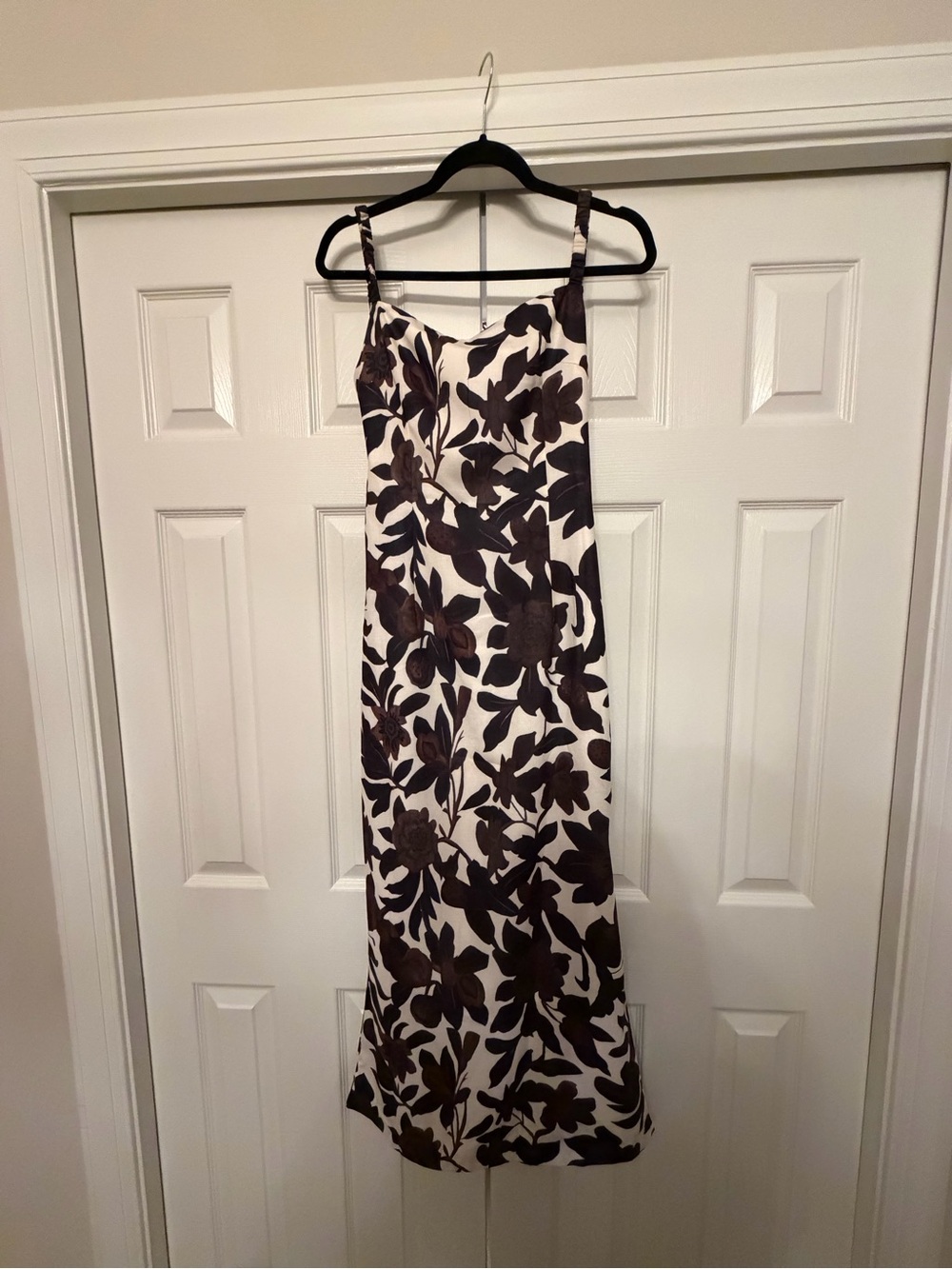 Commense Black, Brown and White Abstract Floral Slip Dress